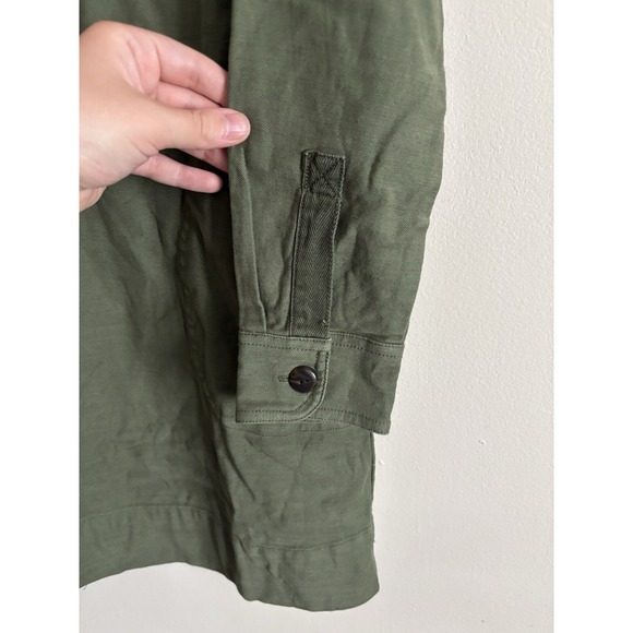 Faherty Stretch Surplus Dress Olive Green Small V Neck Boho‎ Coastal Beach - Picture 4 of 6